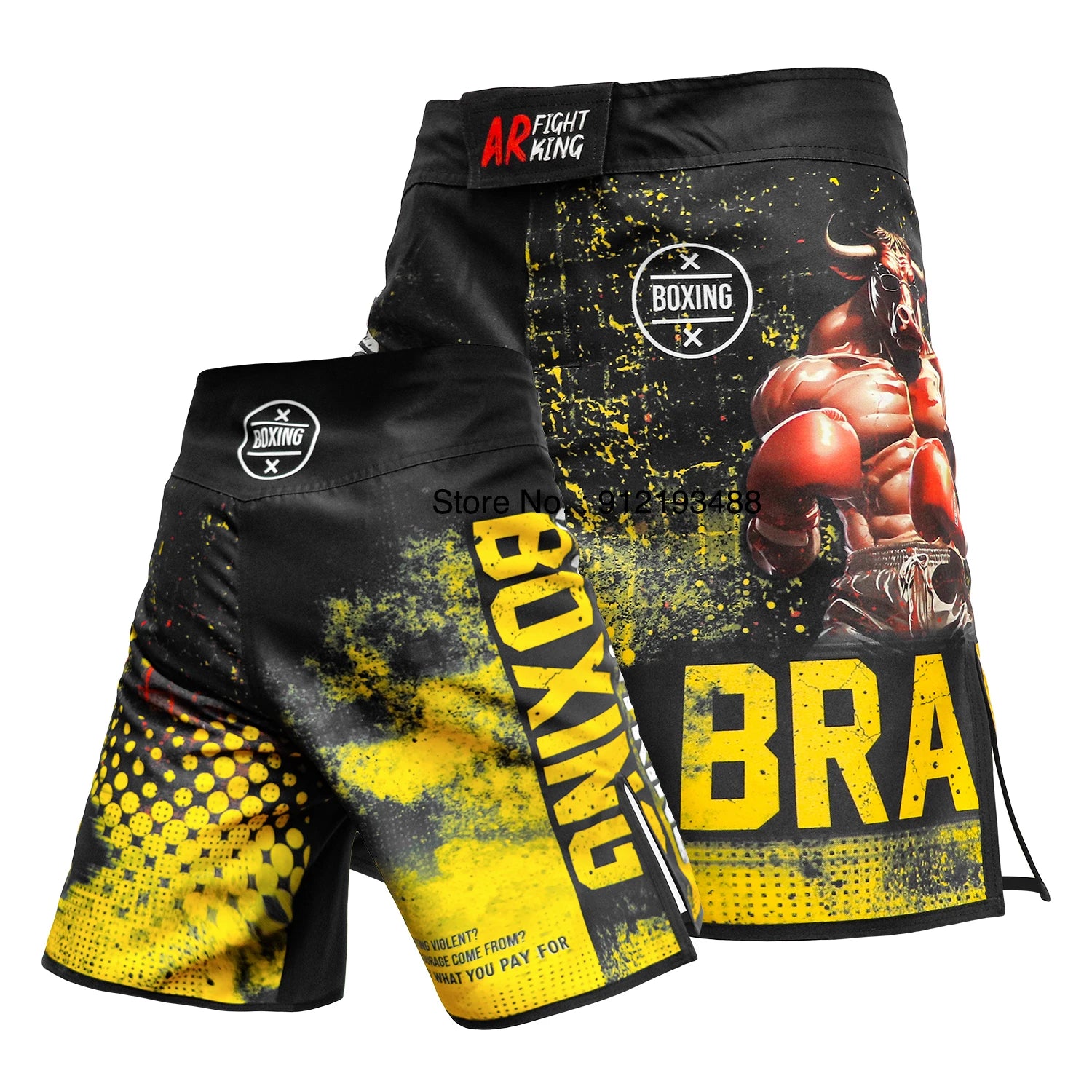 MMA Shorts Bull Sublimated No Gi BJJ Boxing Mixed Martial Arts Gear Gym Athletic Sparring Grappling Kickboxing Cage Fight Shorts