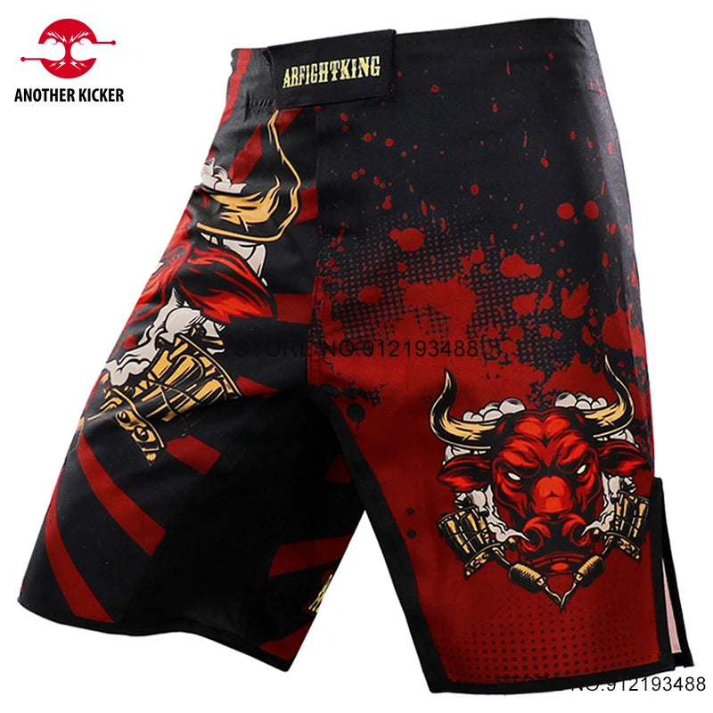 MMA Shorts Bull Sublimated No Gi BJJ Boxing Mixed Martial Arts Gear Gym Athletic Sparring Grappling Kickboxing Cage Fight Shorts