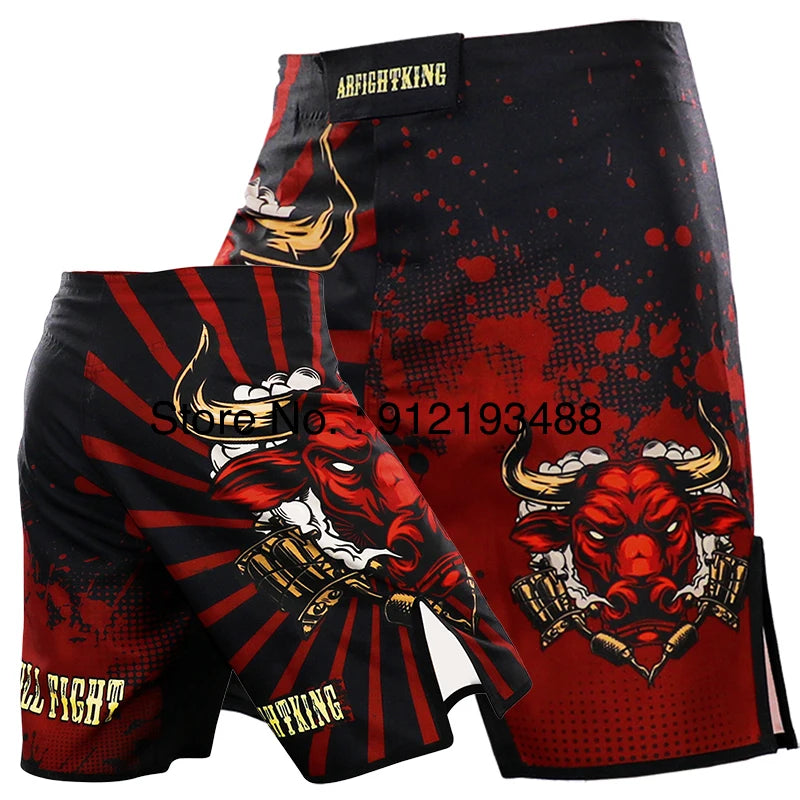 MMA Shorts Bull Sublimated No Gi BJJ Boxing Mixed Martial Arts Gear Gym Athletic Sparring Grappling Kickboxing Cage Fight Shorts