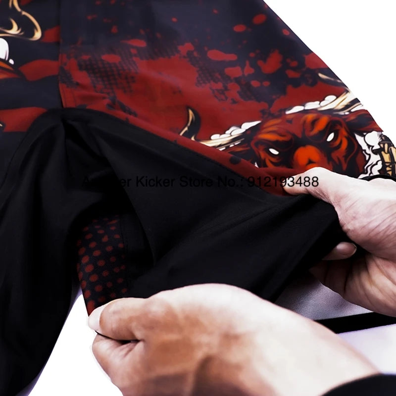 MMA Shorts Bull Sublimated No Gi BJJ Boxing Mixed Martial Arts Gear Gym Athletic Sparring Grappling Kickboxing Cage Fight Shorts