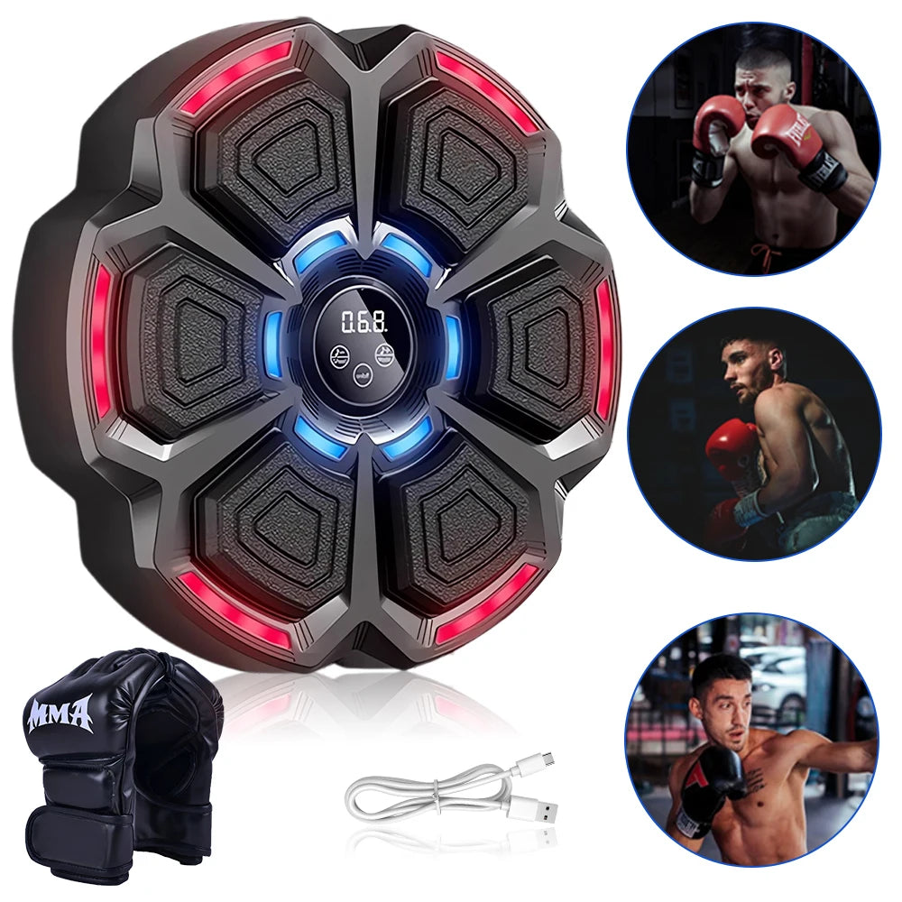 Music Boxing Machine Boxing Workout Machine Adjustable Speed Wall-Mounted Exercise Equipment Type C Rechargeable for Adults Kids